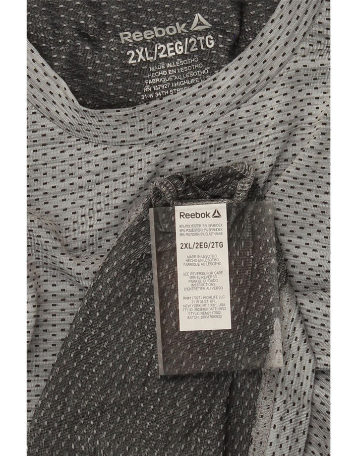 REEBOK Mens T-Shirt Top 2XL Grey Spotted Polyester