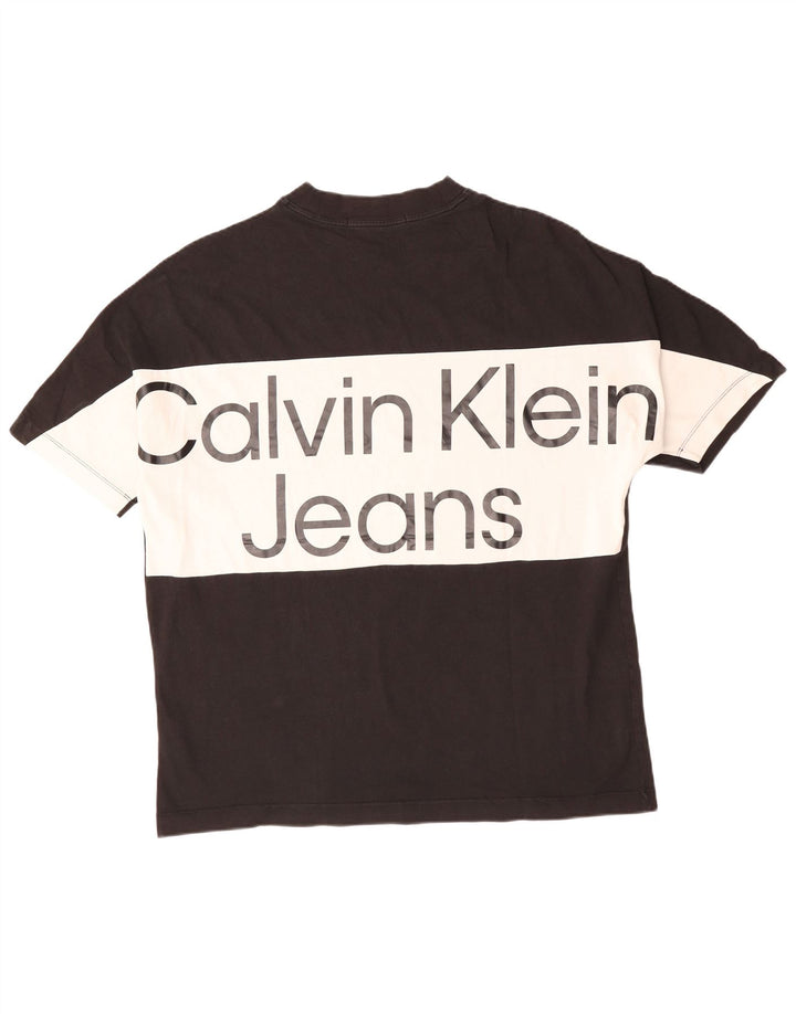 CALVIN KLEIN JEANS Herren Grafik T-Shirt Top XL Schwarz Colourblock Baumwolle