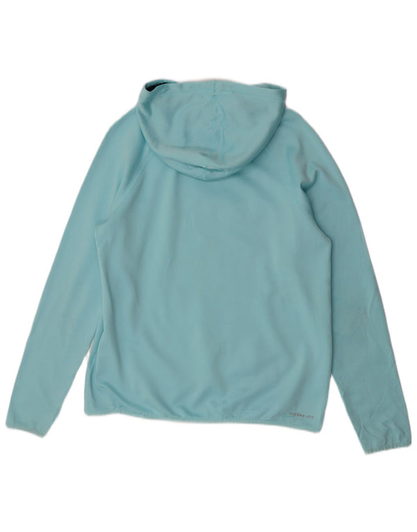 Nike Damen Therma-Fit Graphic Hoodie Pullover UK 14 Mittelblaues Polyester