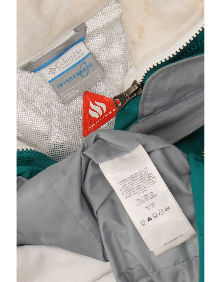 Columbia Damen Interchange Kapuzen-Skijacke UK 16 Large Grün Farbblock