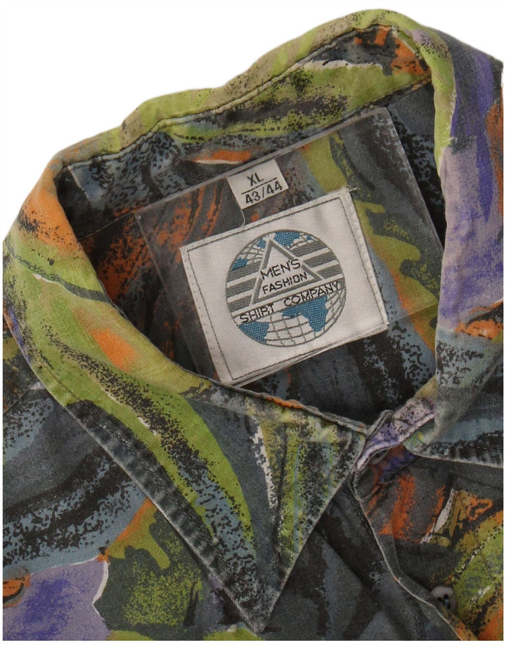 VINTAGE Herren-Hemd mit abstraktem Muster, Größe 43/44 XL, mehrfarbig