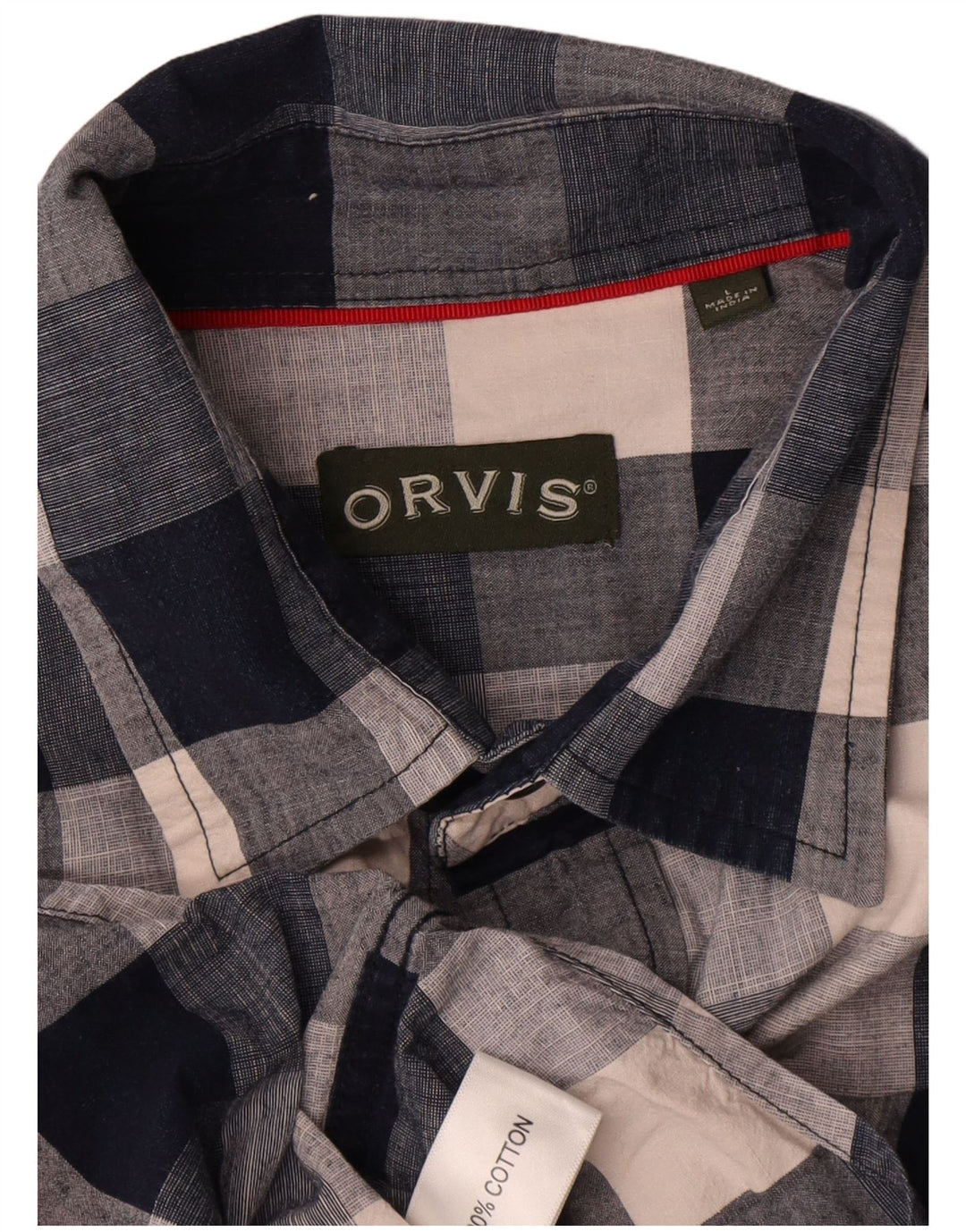 Orvis Herrenhemd, groß, marineblau, kariert, Baumwolle