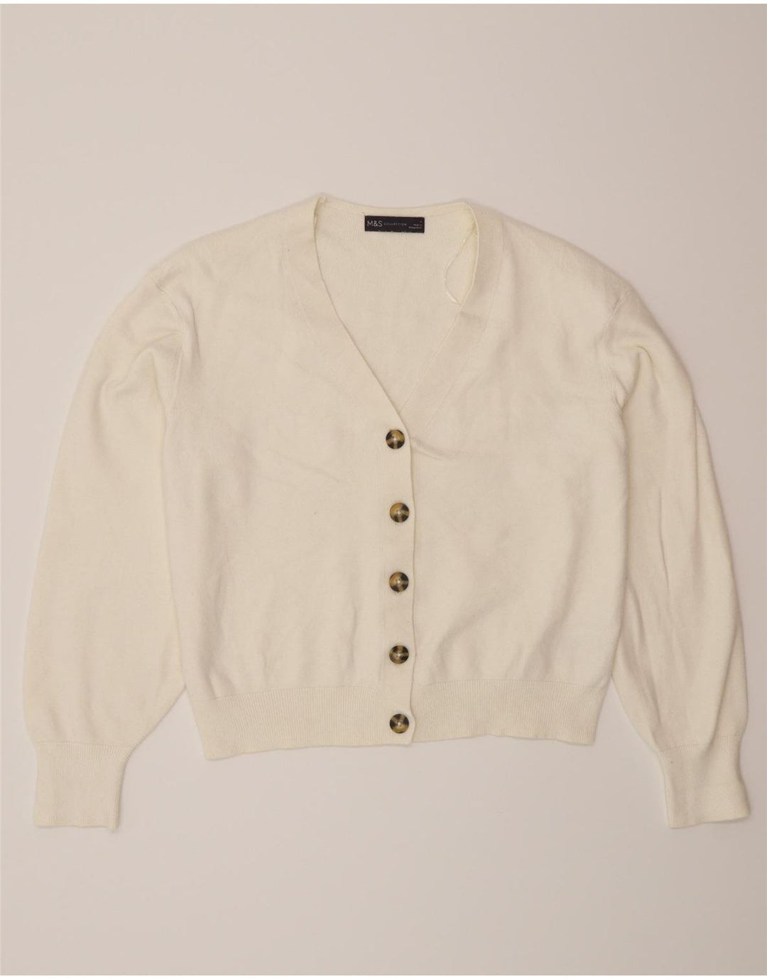 Marks & Spencer Damen-Cardigan-Pullover UK 14 Mittelweiße Viskose