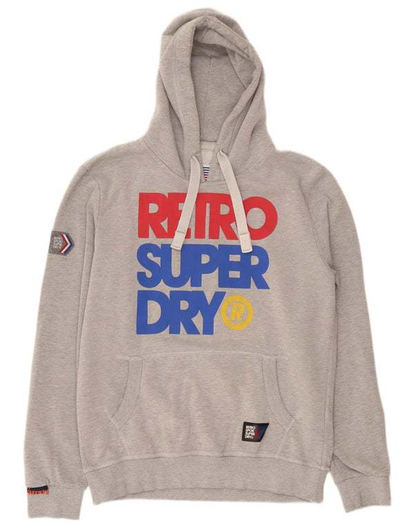 Superdry Herren Grafik-Hoodie-Pullover XL aus grauer Baumwolle