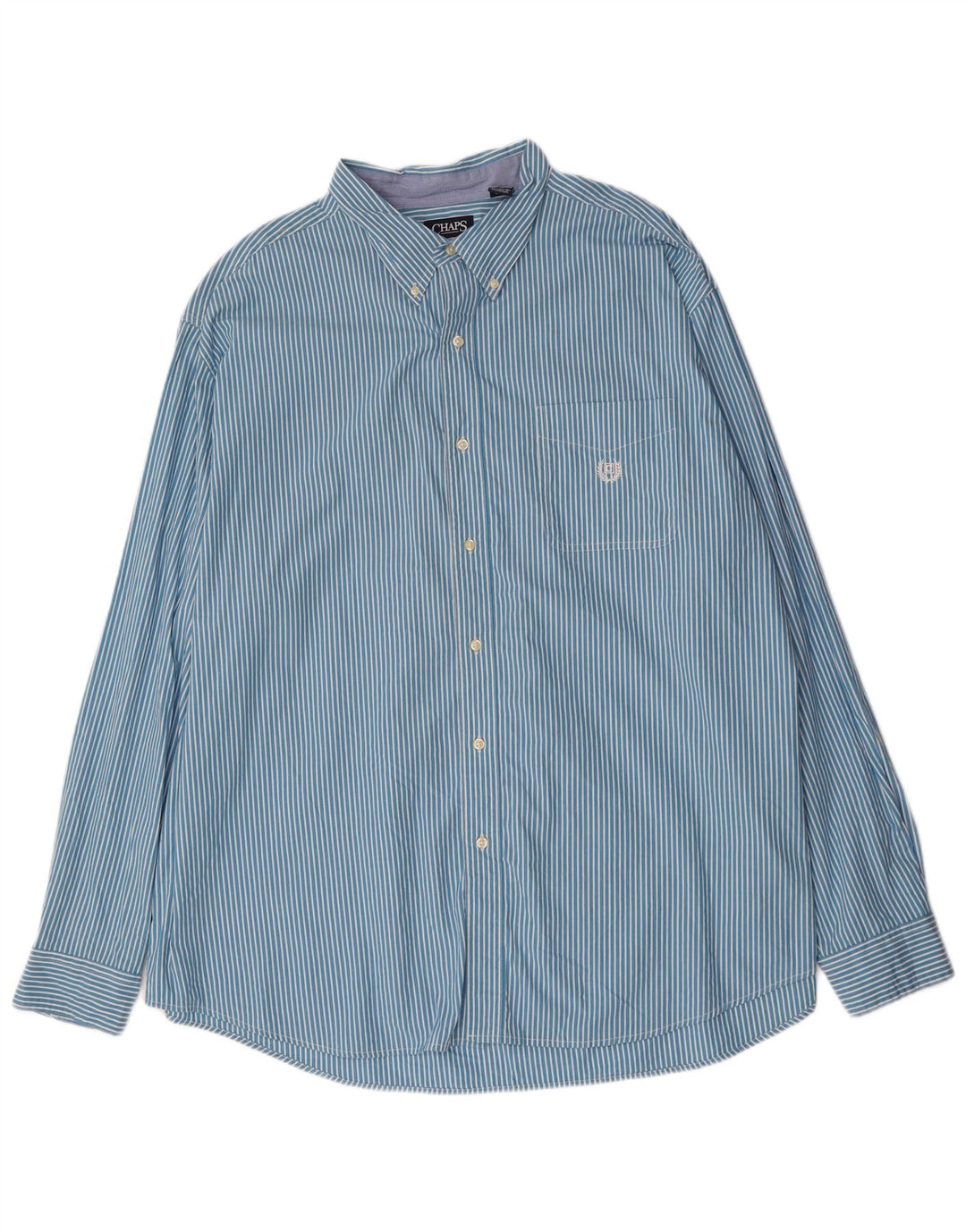 Chaps Herren-Hemd, groß, 3XL, blaue Nadelstreifen-Baumwolle