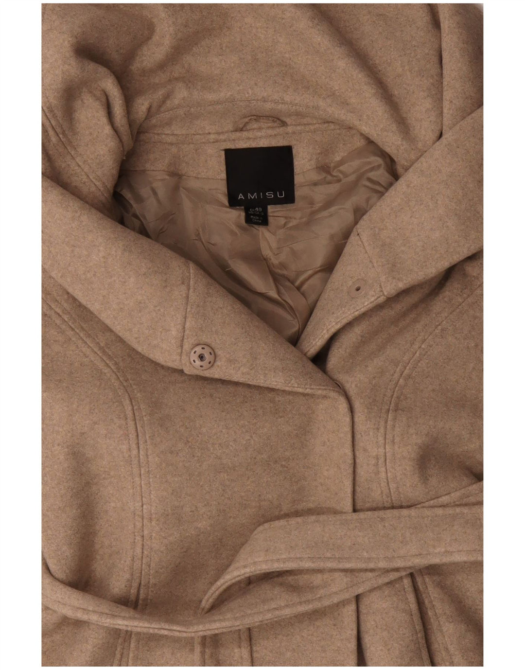 AMISU Damen Mantel EU 40 Mittelbeige Polyester