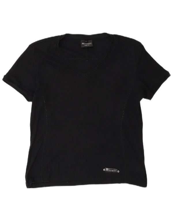 Champion Damen T-Shirt Top UK 16 Large Schwarz Baumwolle