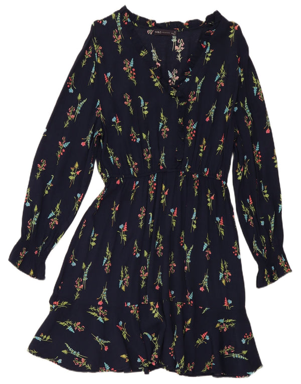 Marks & Spencer Langärmliges A-Linien-Kleid für Damen, Gr. 10, Marineblau
