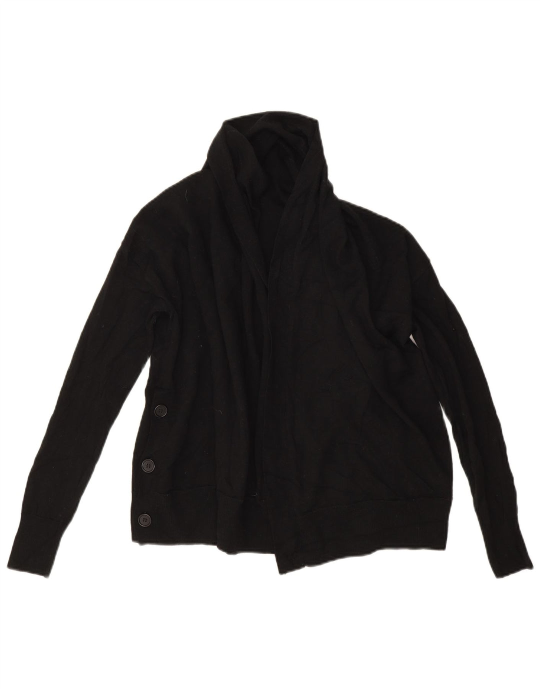 Cos Damen Übergroßer offener Cardigan-Pullover UK 6 XS Schwarze Wolle