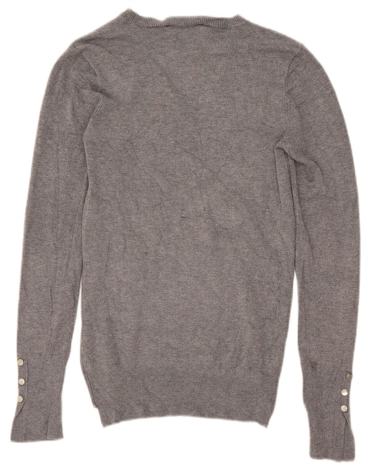 Zara Damen-Pullover mit U-Boot-Ausschnitt, UK 12, Mittelgrau meliert