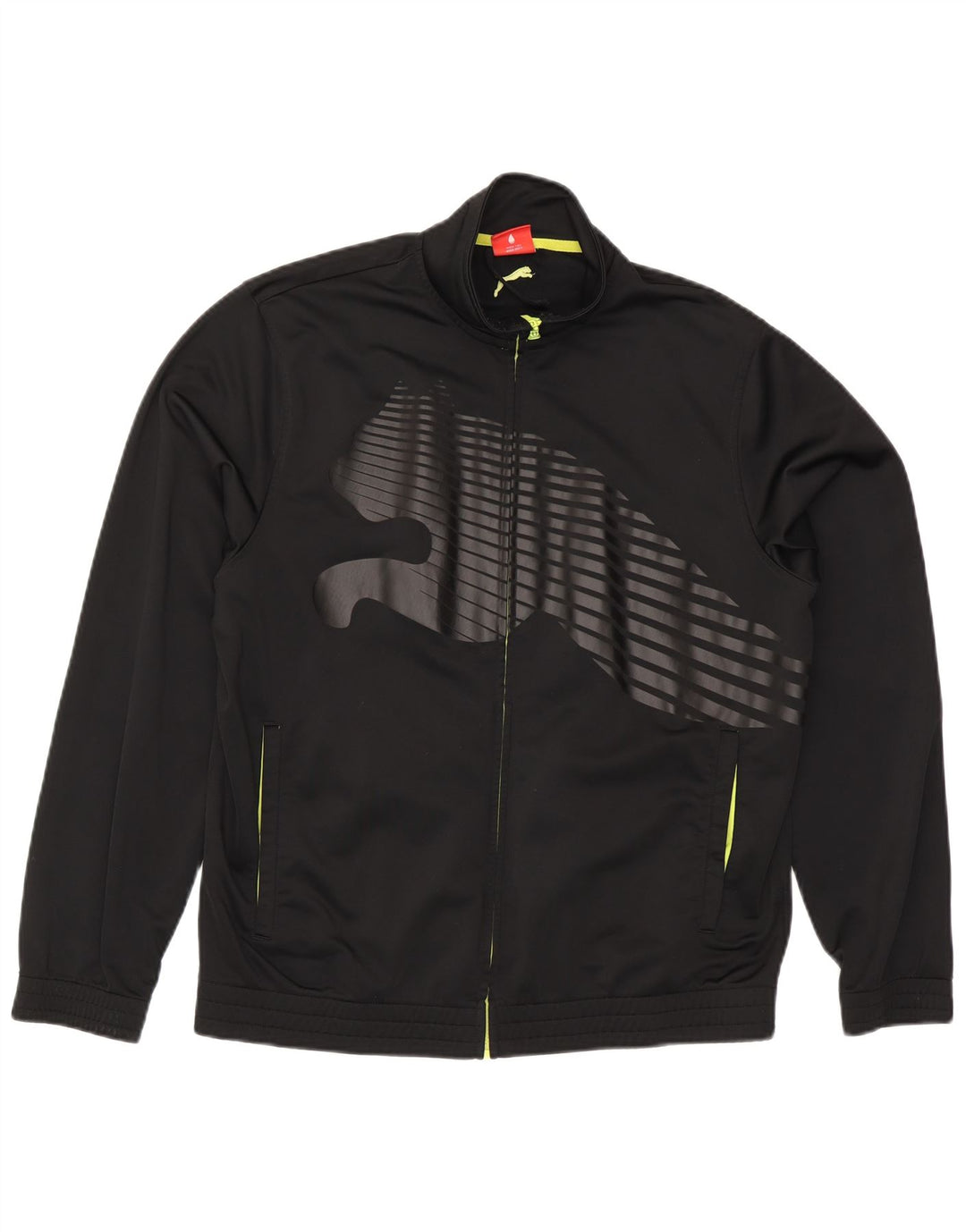 Puma Herren-Trainingsanzug mit grafischem Oberteil, groß, aus schwarzem Polyester