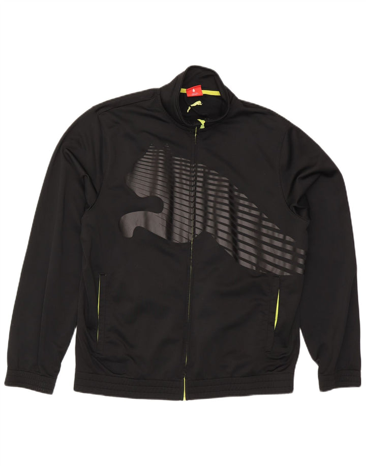 Puma Herren-Trainingsanzug mit grafischem Oberteil, groß, aus schwarzem Polyester