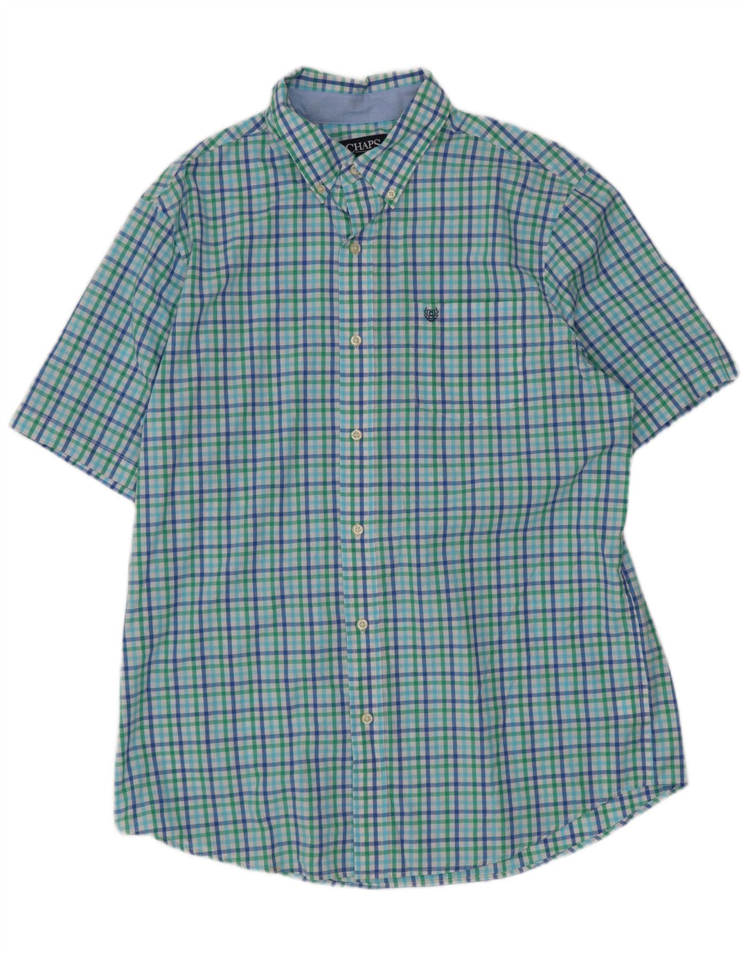 Chaps Herren-Kurzarmhemd, groß, mehrfarbig, Gingham-Baumwolle