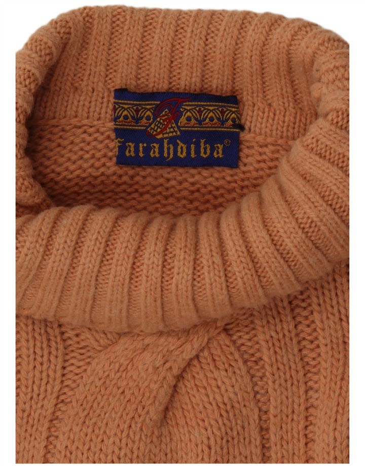 Vintage Damen Rollkragenpullover Pullover UK 16 Groß Orange