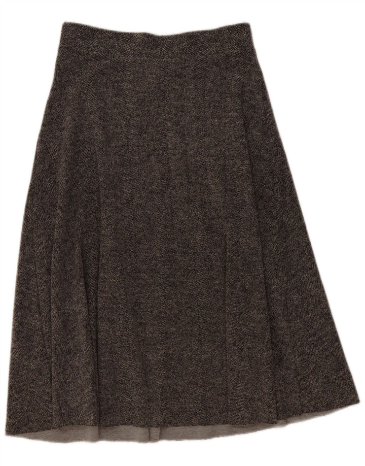 Zara Damen Midi-A-Linien-Rock, groß, W32, graues Fischgrätenmuster
