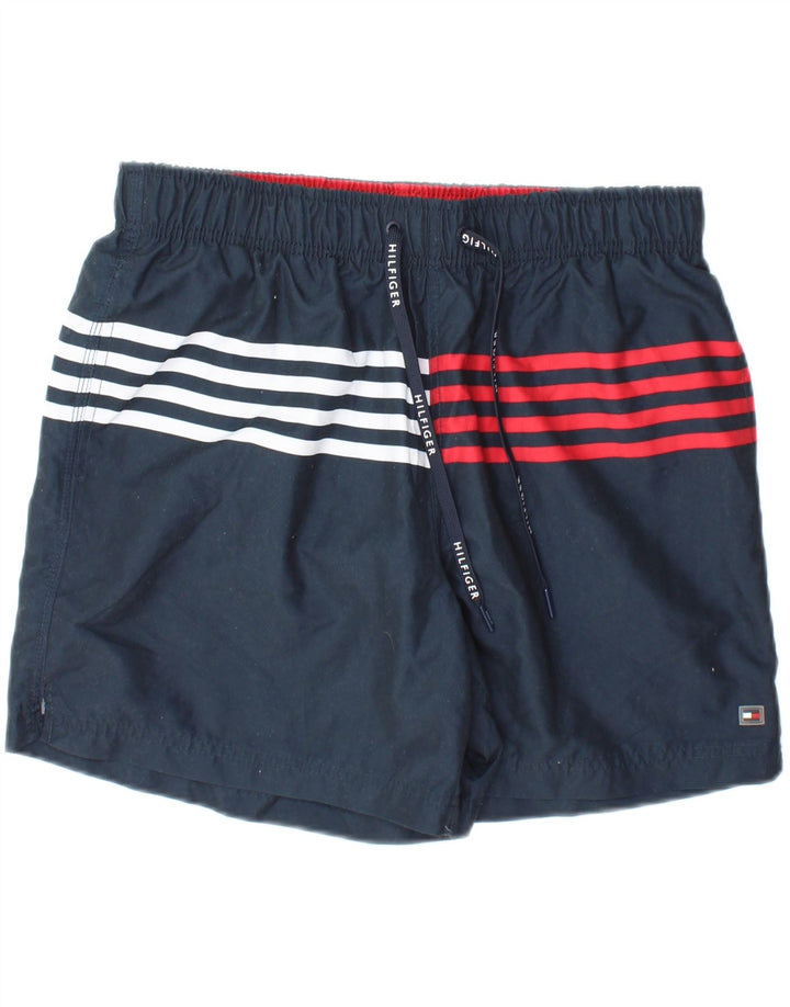 Tommy Hilfiger Herren-Badeshorts, groß, marineblau, gestreift, Polyester