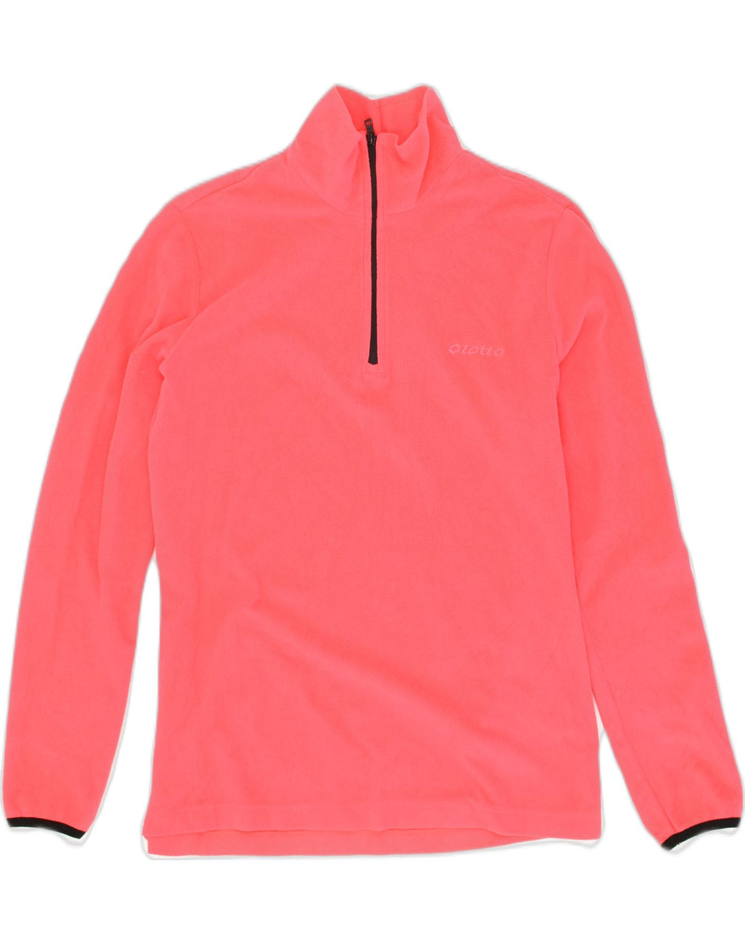 LOTTO Womens Zip Neck Fleece Jumper UK 14 Large Pink Polyester | Vintage Lotto | Thrift | Second-Hand Lotto | Used Clothing | Messina Hembry 