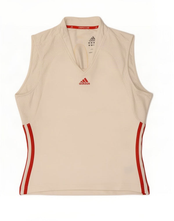 Adidas Damen-Trägershirt UK 14 Mittelweißes Colourblock-Polyester