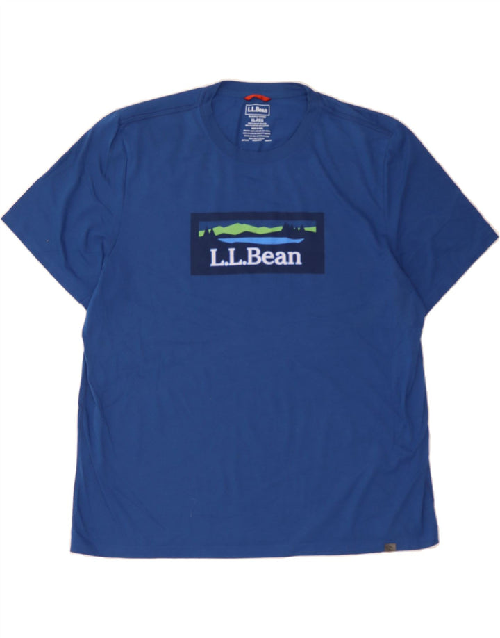 L.L.BEAN Mens Slightly Fitted Graphic T-Shirt Top XL Blue Polyester Vintage L.L.Bean and Second-Hand L.L.Bean from Messina Hembry 