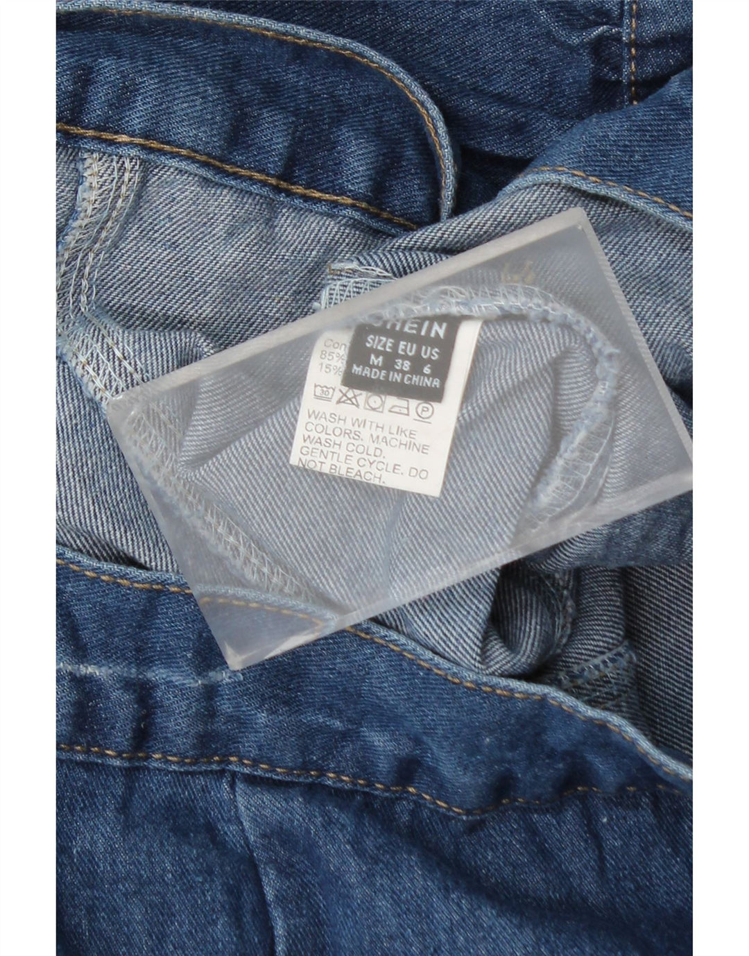 SHEIN Damen Crop Short Sleeve Denim Cardigan Top UK 12 Mittelblaue Baumwolle