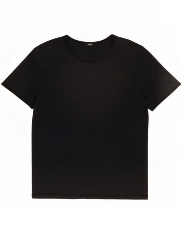Hugo Boss Damen T-Shirt Top UK 12 Medium Schwarz Baumwolle