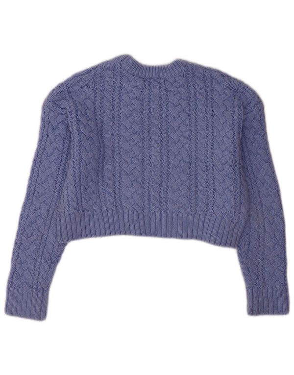 Zara Mädchen Crop Pullover mit Rundhalsausschnitt, 13–14 Jahre, blaues Acryl