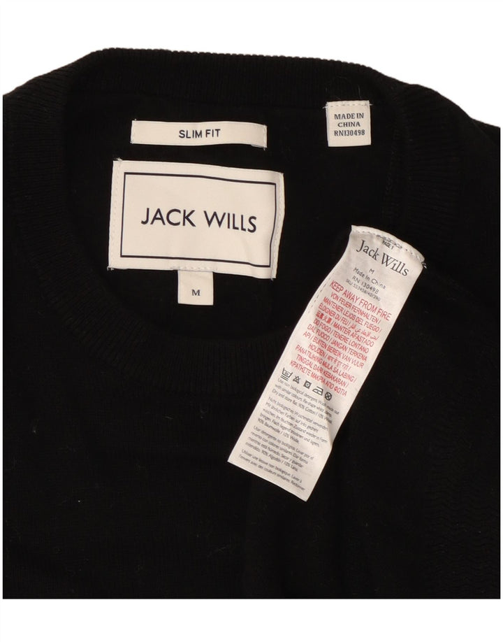 Jack Wills Herren-Pullover mit Rundhalsausschnitt, schmale Passform, mittelschwarze Baumwolle