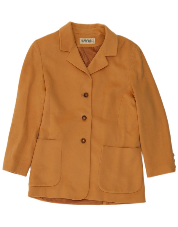 HENRY WHITE Damen-Blazerjacke mit 3 Knöpfen, UK 14, große beige Wolle