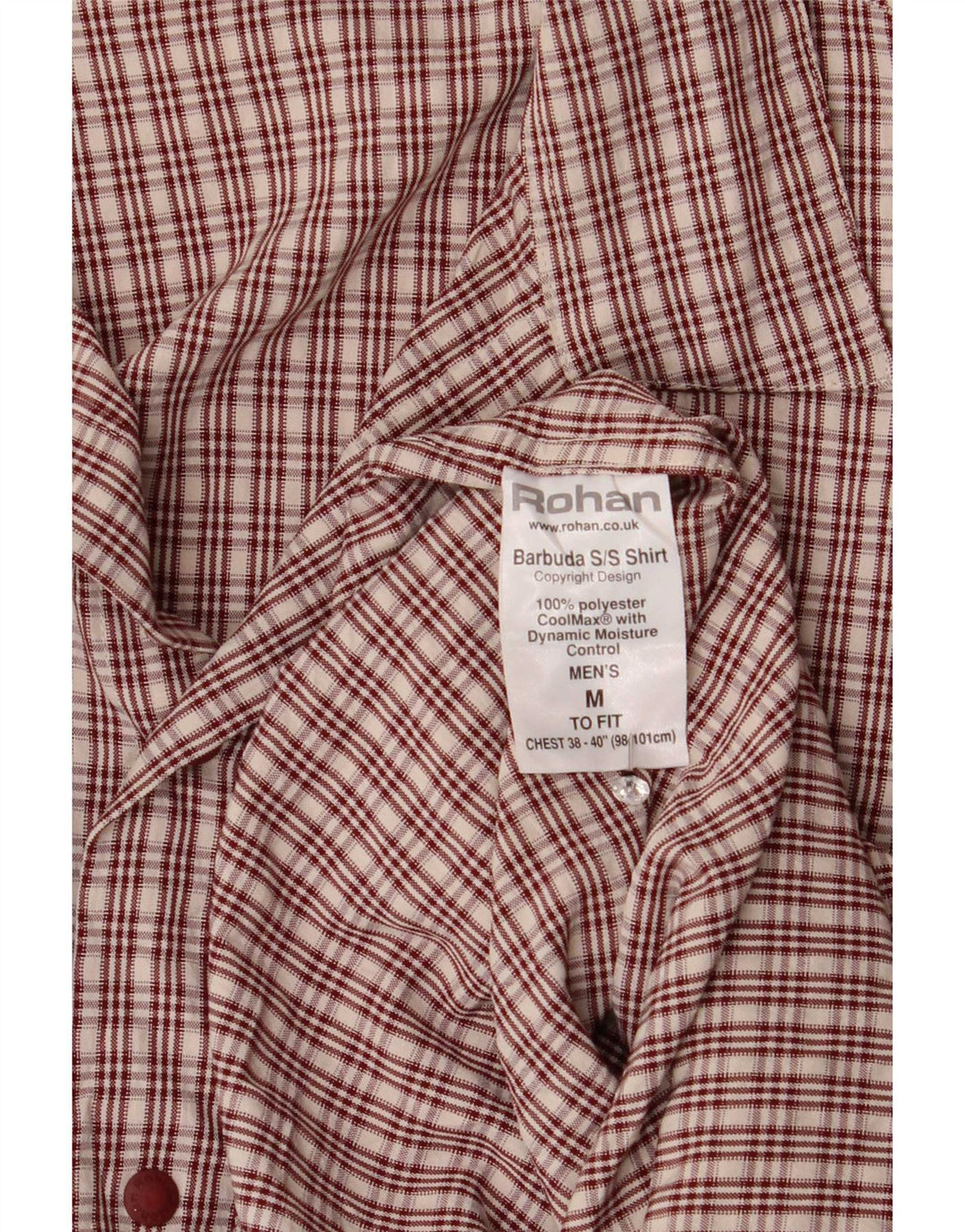Rohan Herren-Kurzarmhemd aus mittelbraun kariertem Polyester