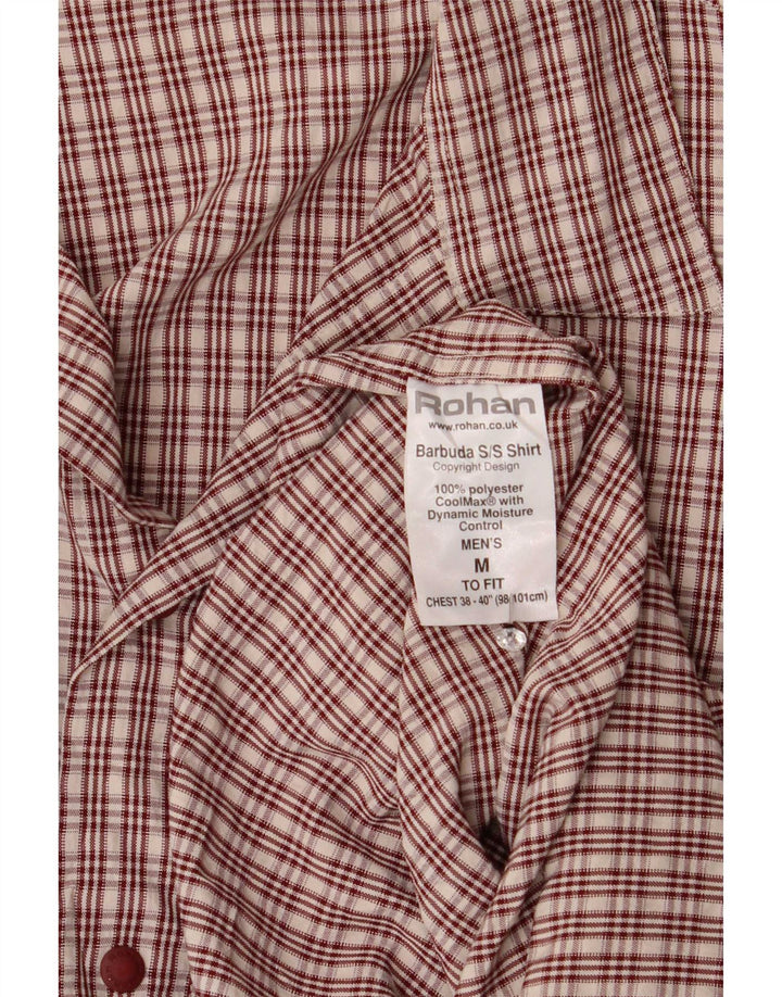 Rohan Herren-Kurzarmhemd aus mittelbraun kariertem Polyester