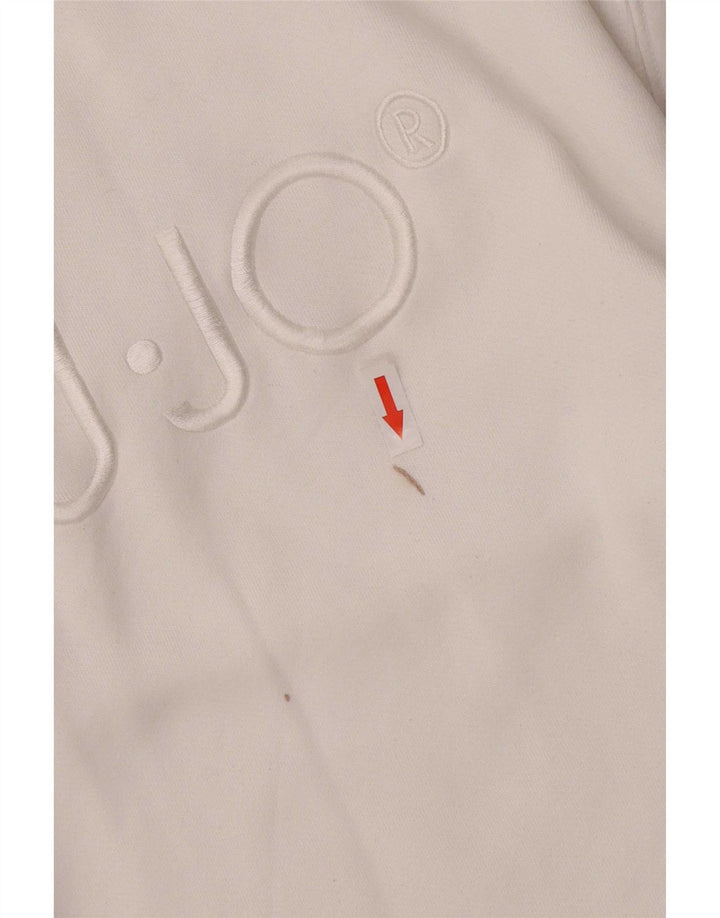 Liu Jo Damen Grafik-Sweatshirt-Pullover UK 14 Mittelweiße Baumwolle