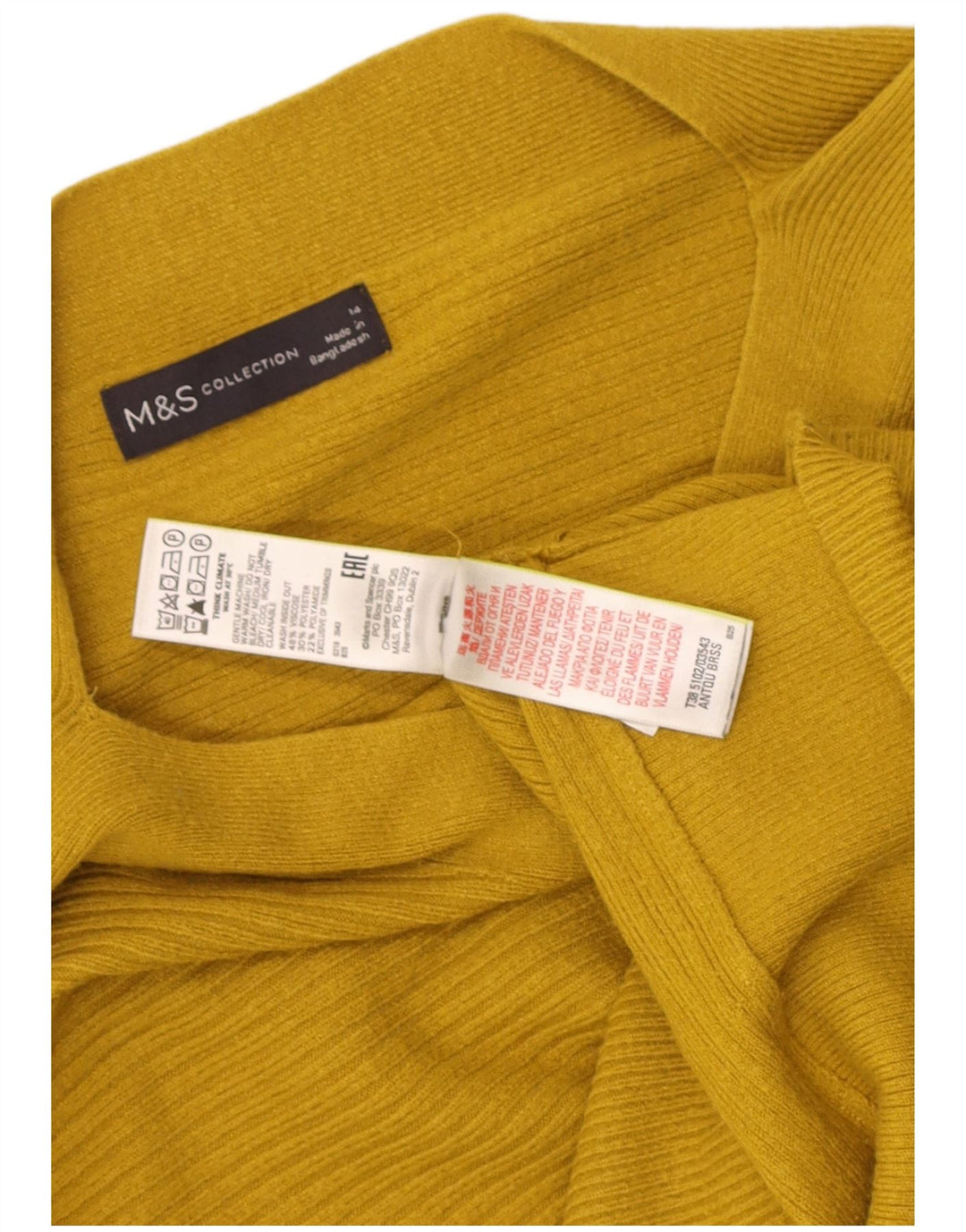 Marks & Spencer Damen-Pullover mit U-Boot-Ausschnitt, UK 14, mittelgelbe Viskose
