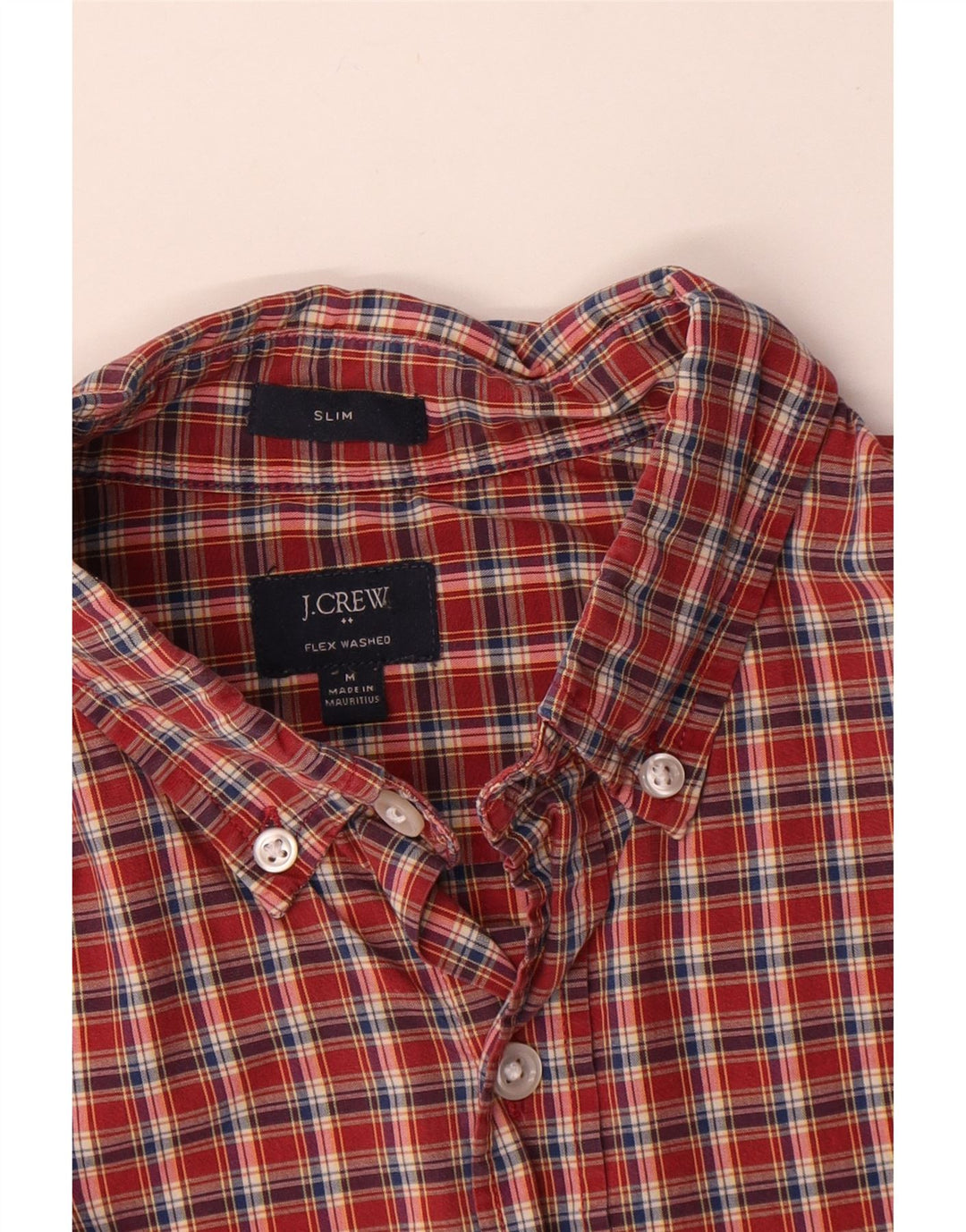 J. CREW Herren-Slim-Fit-Hemd aus mittelroter Karo-Baumwolle