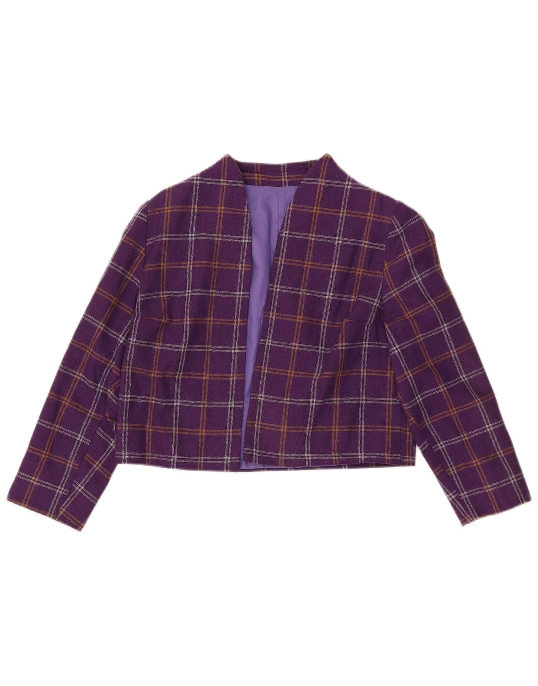 VINTAGE Damen Bolerojacke UK 10 Small Purple Check