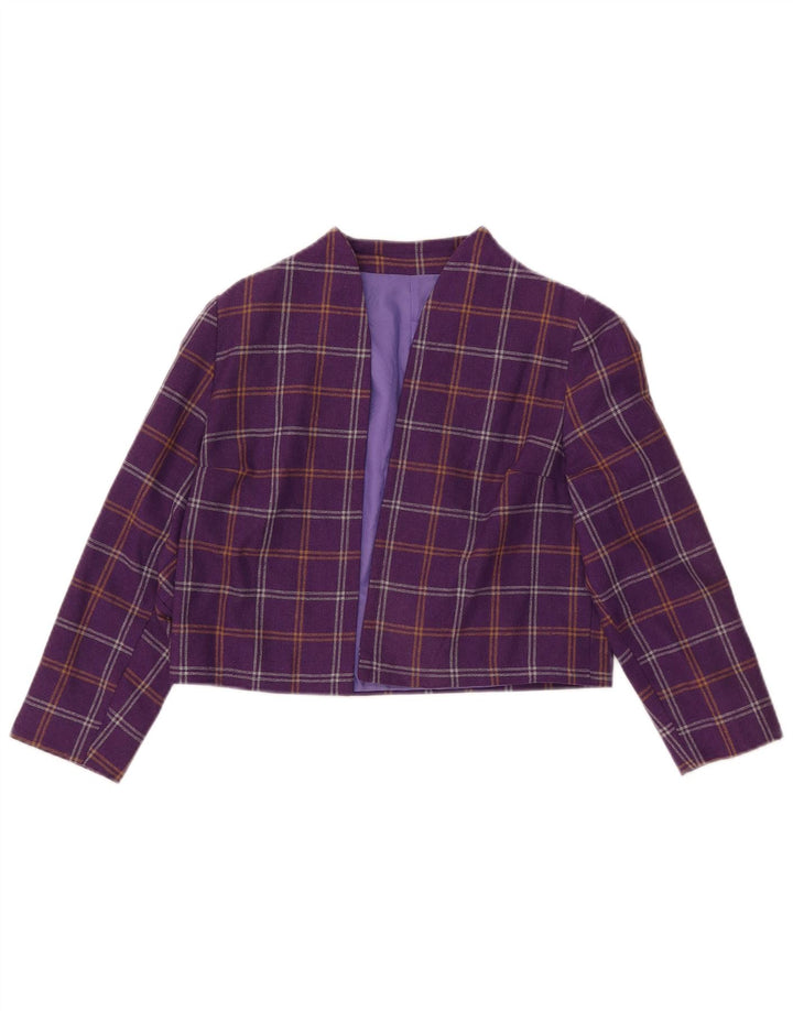 VINTAGE Damen Bolerojacke UK 10 Small Purple Check