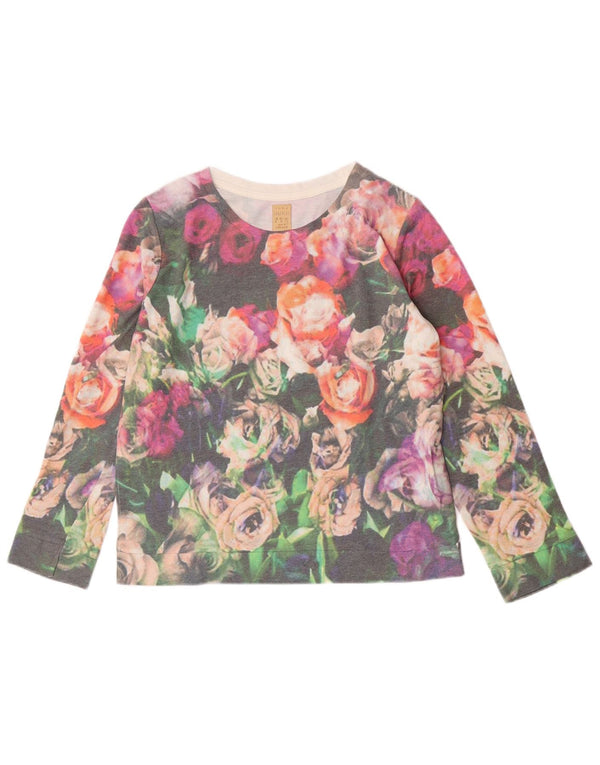 Zara Damen Trafaluc Sweatshirt Pullover UK 14 Medium Mehrfarbig Blumen