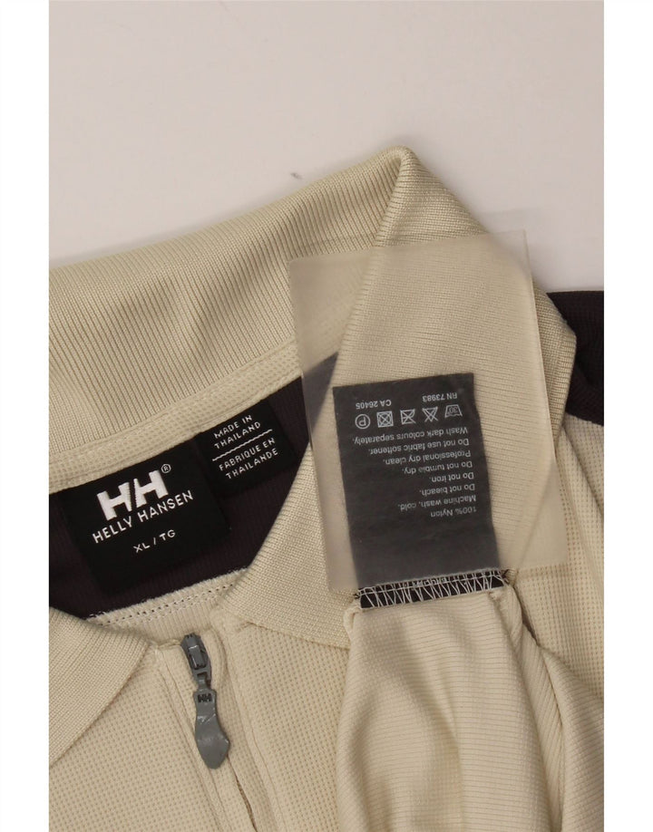 Helly Hansen Herren-Poloshirt XL aus cremefarbenem Colourblock-Nylon