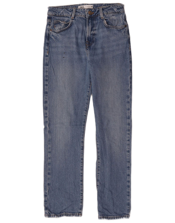 Zara Damen Straight Jeans EU 36 Small W26 L27 Blaue Baumwolle