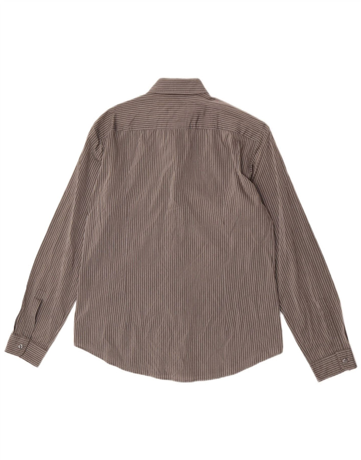 Hugo Boss Herren Slim-Fit-Hemd aus mittelgrauer Nadelstreifen-Baumwolle