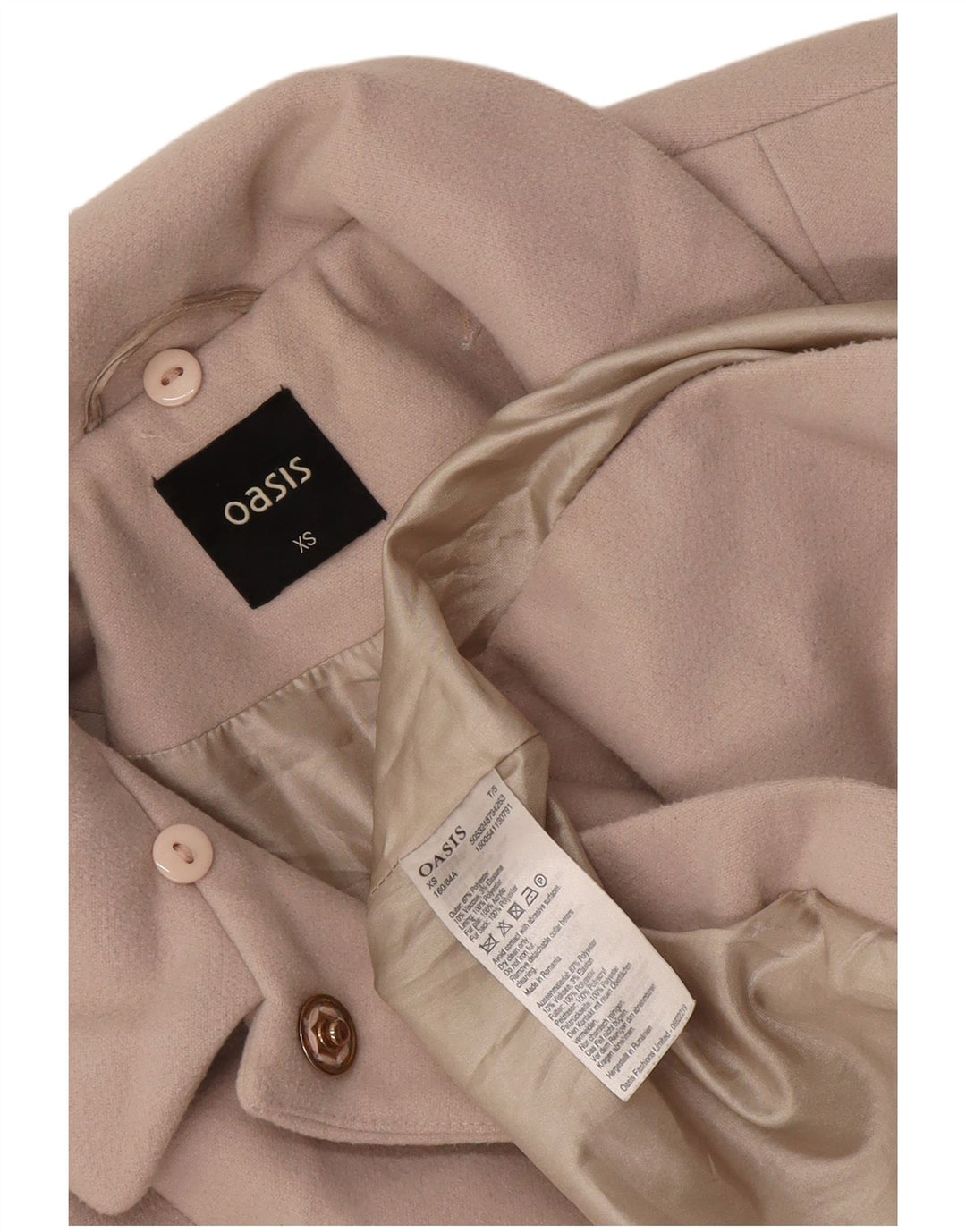 Oasis Damenmantel UK 6 XS Off White Polyester