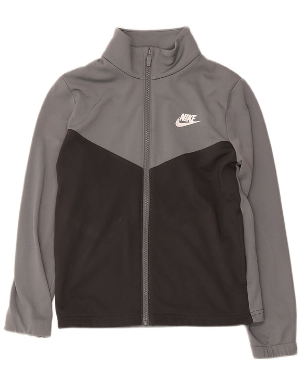 Nike Jungen-Trainingsanzugoberteil mit Grafik, 10–11 Jahre, Mittelgrau, Farbblock
