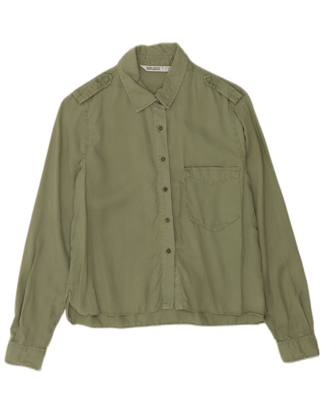 Zara Damen Militärhemd UK 10 Small Grün