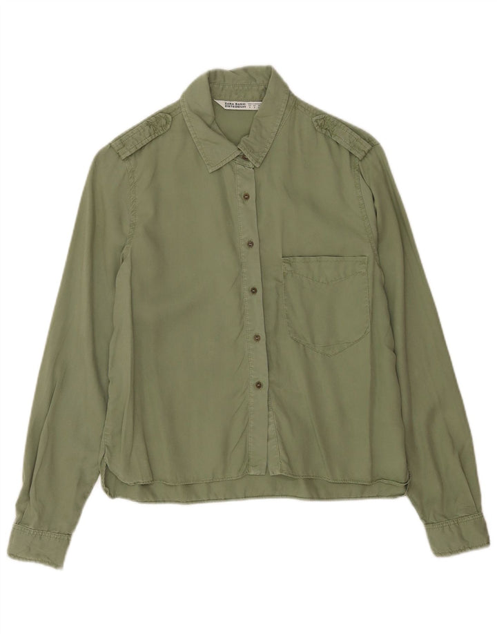 Zara Damen Militärhemd UK 10 Small Grün