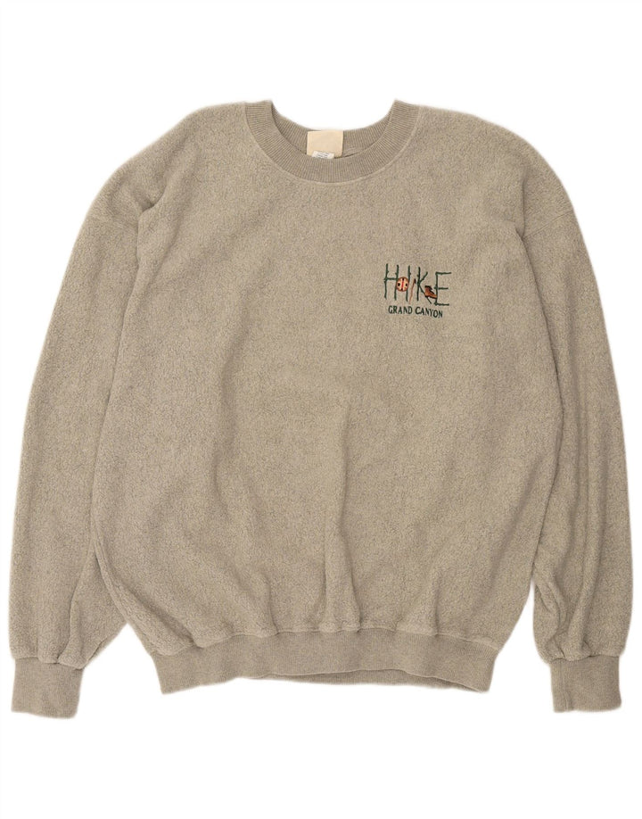 Vintage Herren Fleece Pullover XL Grau Baumwolle