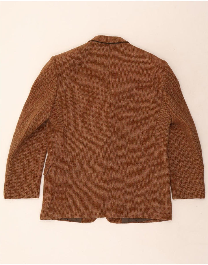 Harris Tweed Herren-Blazer mit 2 Knöpfen, IT 54 2XL, braune Wolle mit Fischgrätenmuster