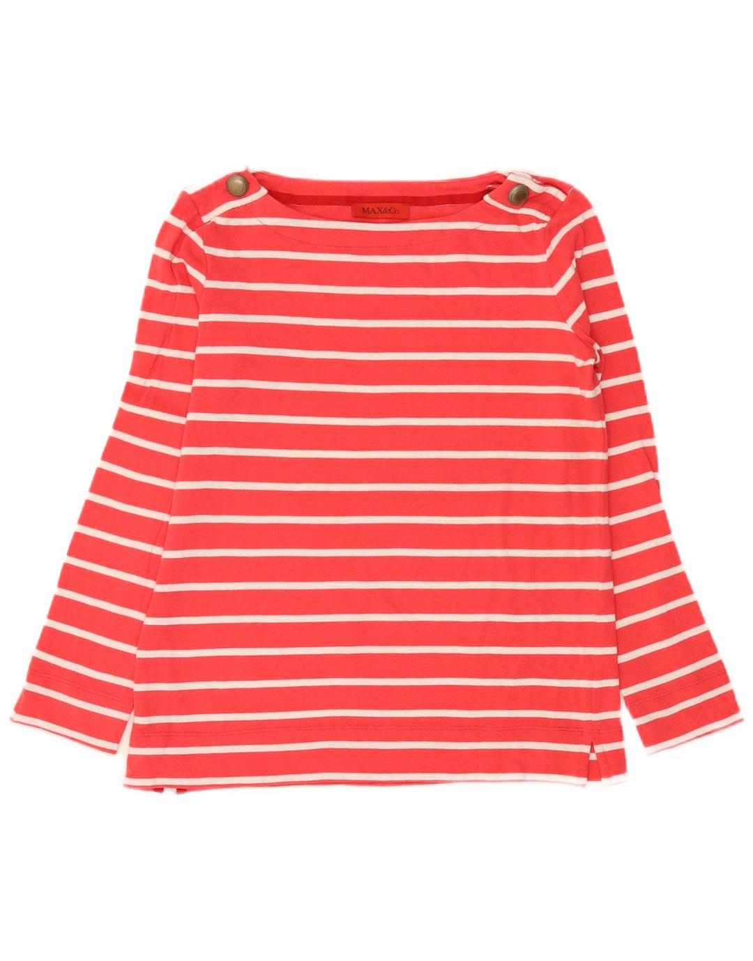 Max & Co. Damen Top Langarm UK 14 Large Rosa gestreift