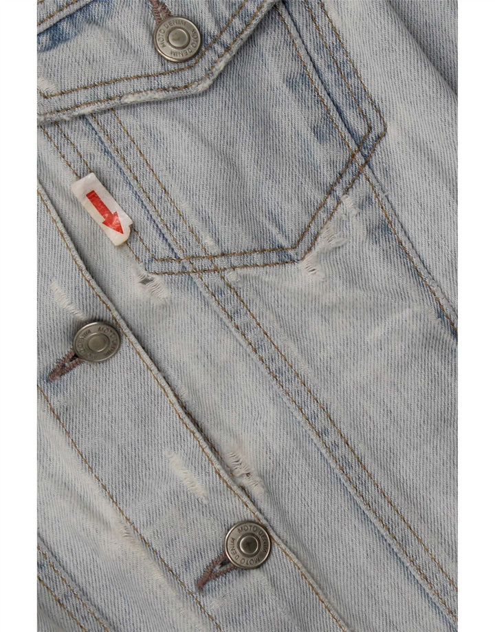 Topshop Damen Jeansjacke UK 10 Small Blaue Baumwolle