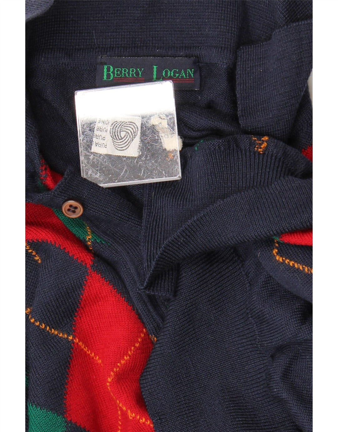 BERRY LOGAN Mens Polo Neck Jumper Sweater IT 48 Medium Navy Blue