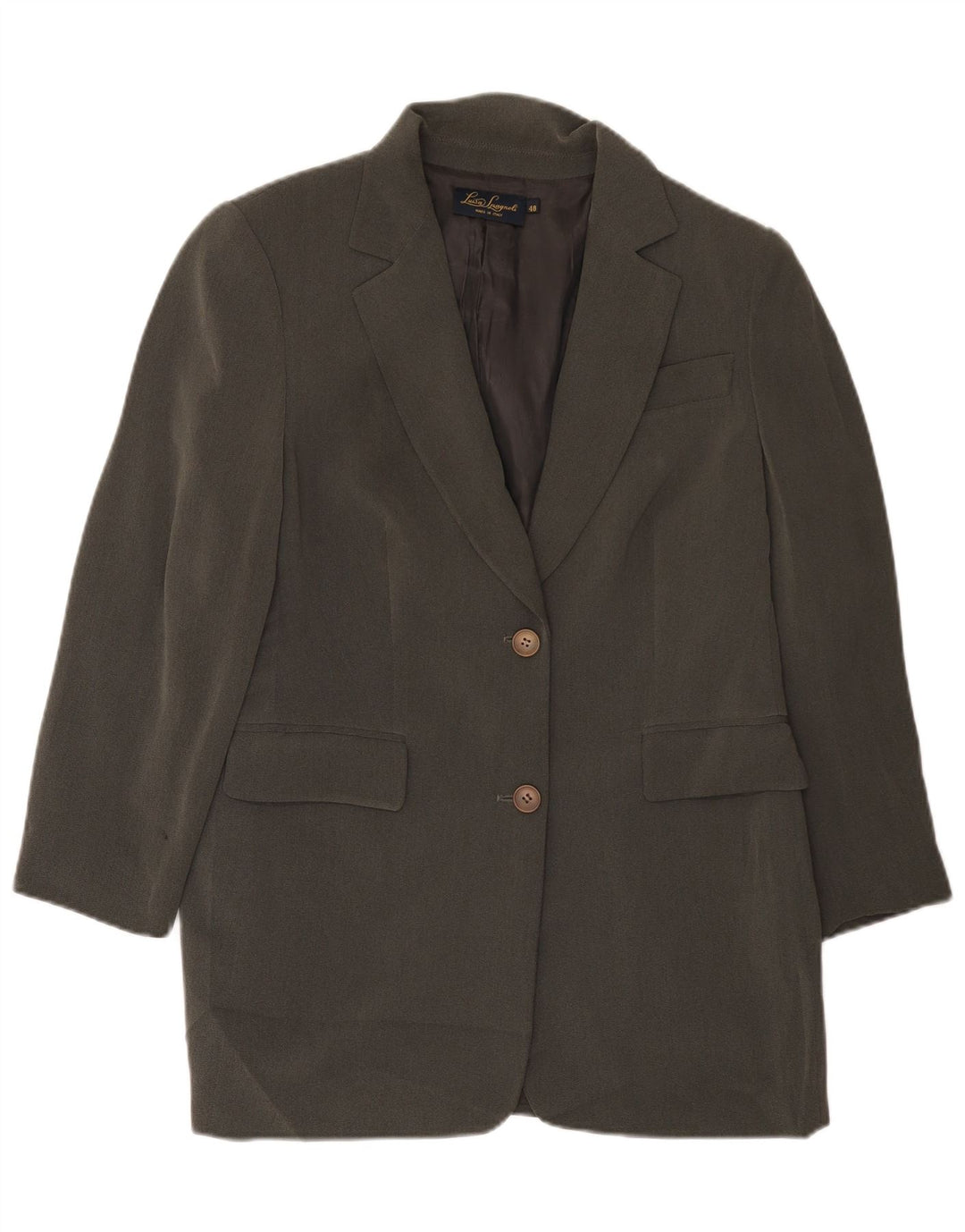 Luisa Spagnoli Damen Longline 2-Knopf-Blazerjacke IT 48 XL Graues Acetat
