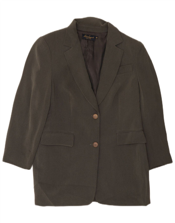 Luisa Spagnoli Damen Longline 2-Knopf-Blazerjacke IT 48 XL Graues Acetat